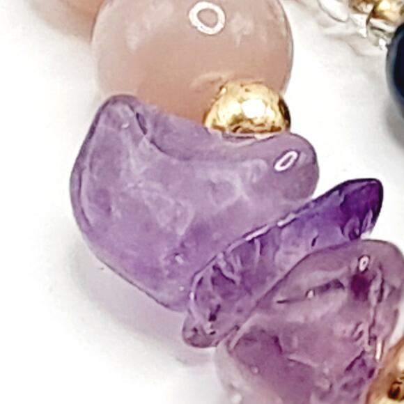 Chico's Bohemian Beaded Pendant Necklace - Amethyst Chips - 36" - 3 Bead Strands - Picture 11 of 12